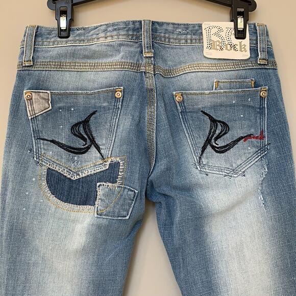 Re Rock Limited Edition for Express blue jeans low rise skinny distressed size 2 - Picture 3 of 10